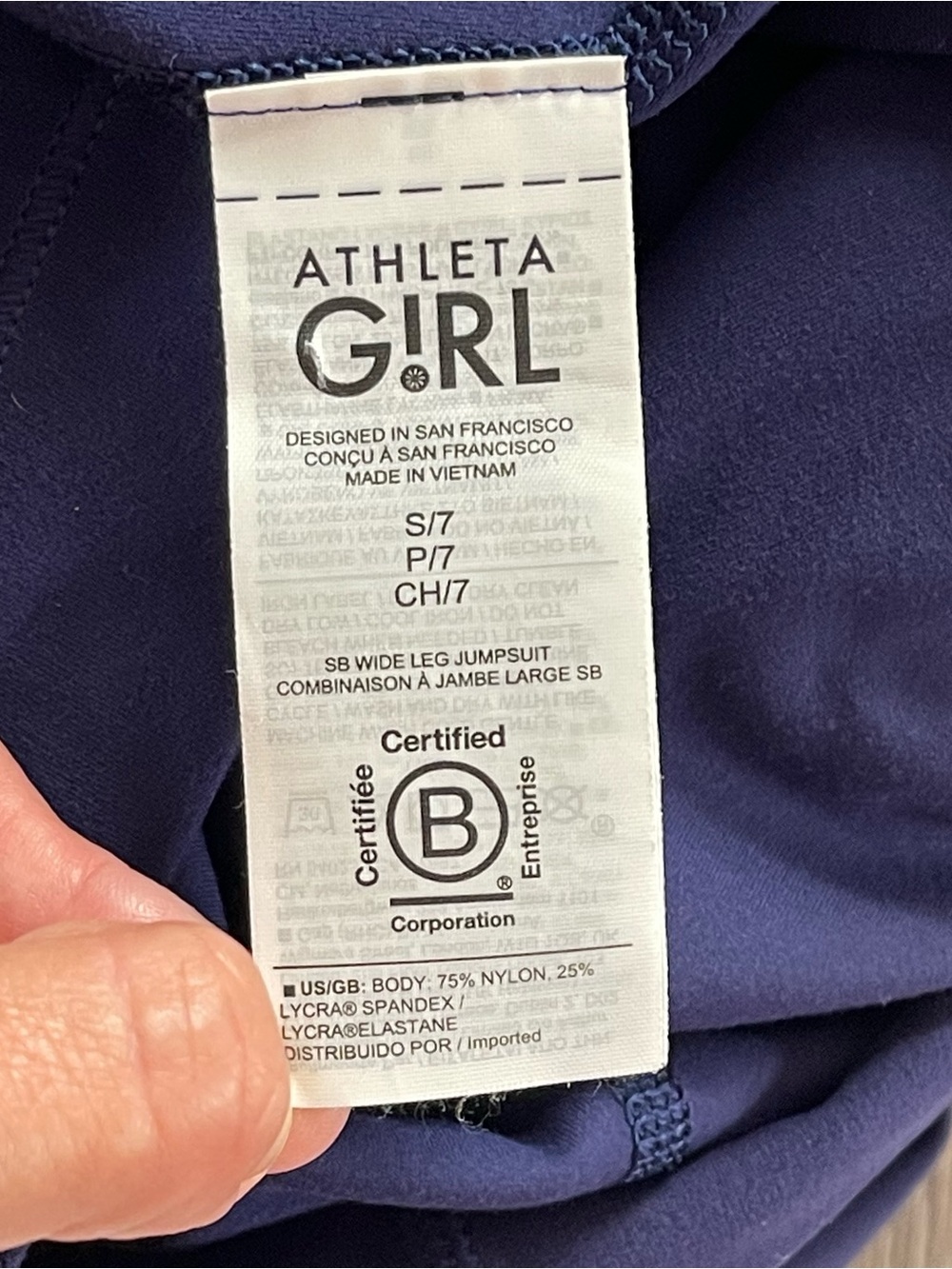 Athleta Girl x Simone Biles Size Small / 7 Navy Blue Wide Leg Jumpsuit - Picture 10 of 10